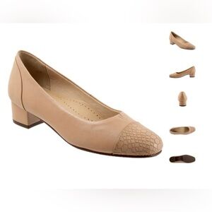 Trotters Tan Daisy Block Heel Pumps-8.5N